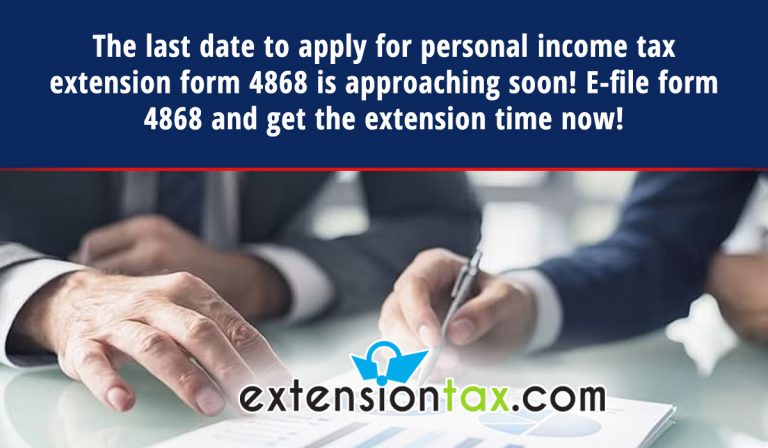 Personal income tax extension form 4868 is due soon!